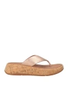 Fitflop Woman Thong Sandal Rose Gold Size 7 Leather In Multi