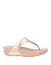 Fitflop Woman Thong Sandal Rose Gold Size 7 Leather In Brown