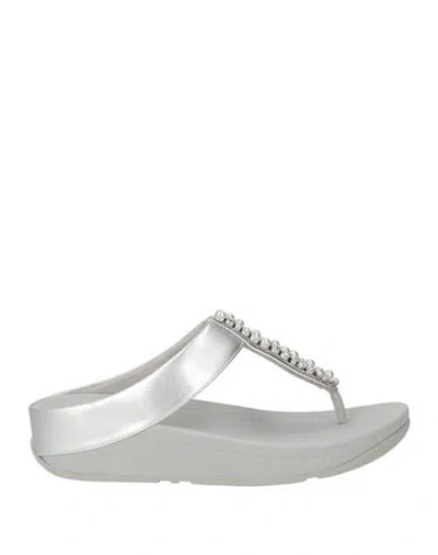 Fitflop Woman Thong Sandal Silver Size 8 Synthetic Material In Multi
