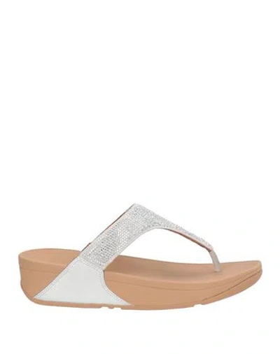 Fitflop Woman Thong Sandal Silver Size 8 Textile Fibers