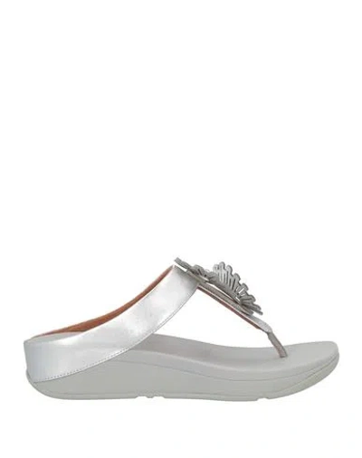 Fitflop Woman Thong Sandal Silver Size 9 Leather