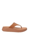 Fitflop Woman Thong Sandal Tan Size 7 Leather In Brown