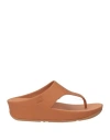 Fitflop Woman Thong Sandal Tan Size 7 Leather In Brown