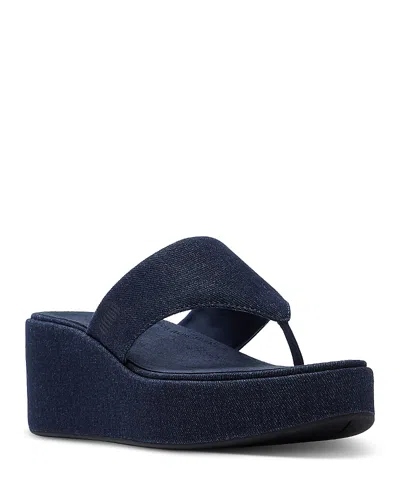 Fitflop Platfforms Den Wedge Toe-post In Blue