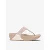 Fitflop Lulu Leather Toe Post Sandal Rose Gold In Beige
