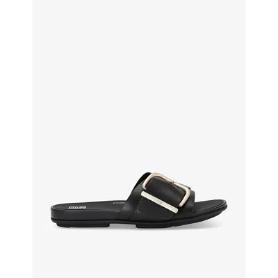 FITFLOP GRACIE BUCK-EMBELLISHED LEATHER SANDALS