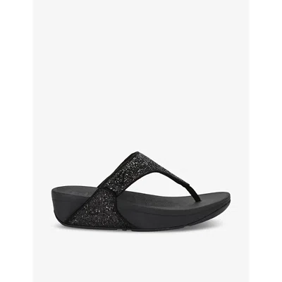 FITFLOP WOMENS BLACK LULU GLITTER RHINESTONE-EMBELLISHED WOVEN SANDALS EUR 39 / 6 UK
