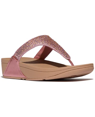 Fitflop Lulu Crystal Rust Rose Toe Post Sandals In Pink