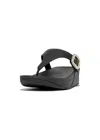 Fitflop Lulu Crystal Buckle Platform Flip Flop In Black