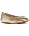 Fitflop Delicato Bow Soft Metallic-leather Ballet Flats In Gold