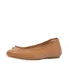 Fitflop Women's Delicato Bow Soft Leather Ballet Flat In Desert Tan