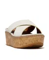 FITFLOP WOMEN'S ELOISE LEATHER OR CORK WEDGE CROSS SLIDES