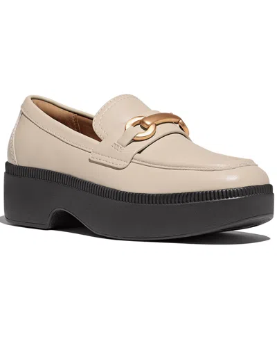 Fitflop Women's F-luma Chunky Snaffle Leather Demi-wedge Loafers In Stone Beige