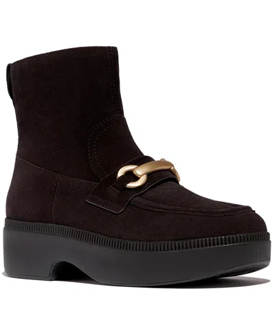 Fitflop Women's F-luma Chunky Snaffle Square Toe Ankle Boots In Chocolate Brown