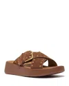 Fitflop F-mode Platform Slide Sandal In Rich Brown