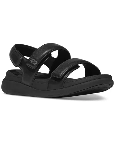 Fitflop Women's F-mode Go Adjustable Flatform Backstrap Sandals In All Black
