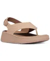 Fitflop Women's F-mode Leather Flatform Back Strap T-post Sandals In Classic Beige