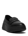 Fitflop F-mode Leather Flatform Penny Loafer In All Black