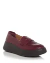 Fitflop F-mode Leather Flatform Penny Loafer In Plummy