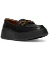 Fitflop Women's F-mode Square-chain Leather Loafers In Black
