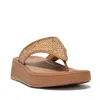 Fitflop Women's F-mode Woven Flatform Toe-post Sandals In Latte Tan In Multi