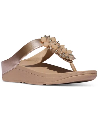 Fitflop Women's Fino Bauble-bead Toe-post Sandals In Brown
