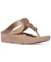 Fitflop Fino Beadie-button Metallic Toe-post Sandals In Brown