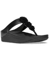 Fitflop Fino Beadie Flip Flop In Metallic Black