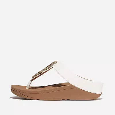 Fitflop Women's Fino Crystal-chain Toe-post Sandals In Urban White In Multi