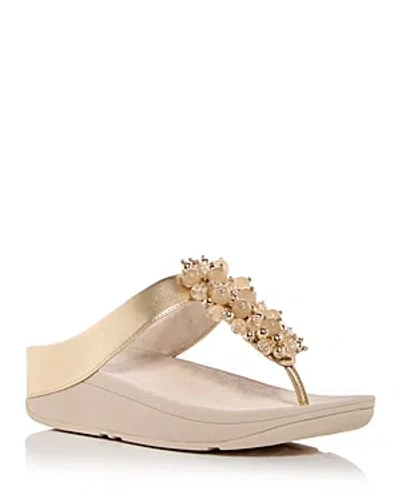 Fitflop Women's Fino Embellished Wedge Thong Sandals In Brown