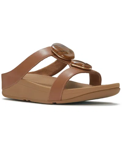 Fitflop Women's Fino Marbled-stone H-bar Slides Sandals In Multi