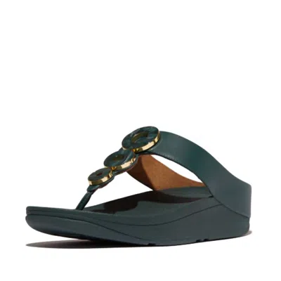 Fitflop Women's Fino Resin Toe Post Sandal In Deep Teal In Blue