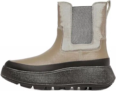Fitflop Women's F-mode Leather Lace-up Flatform Ankle Boots In Minky Grey In Multi