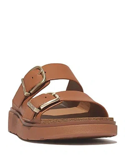 FITFLOP FITFLOP WOMEN'S GEN-FF BUCKLE TWO BAR LEATHER SLIDES