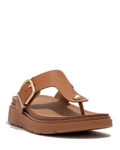 Fitflop Gen-ff Buckle Leather Toe-post Sandals In Brown