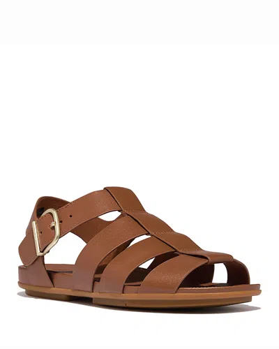 Fitflop Women's Gracie Leather Fisherman Sandals In Animal Print