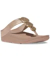 Fitflop Women's Halo Bead-circle Metallic Toe-post Sandals In Metallic Latte Beige
