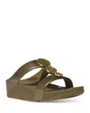 Fitflop Women's Halo Embellished Wedge Slide Sandals In Metallic Camo-green