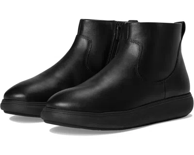 Fitflop Iq-comff Leather Zip Ankle Boots In Black