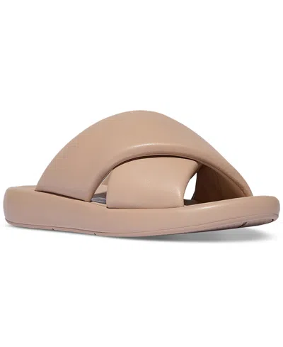 Fitflop Women's Iqushion D-luxe Padded Cross Slides In Classic Beige