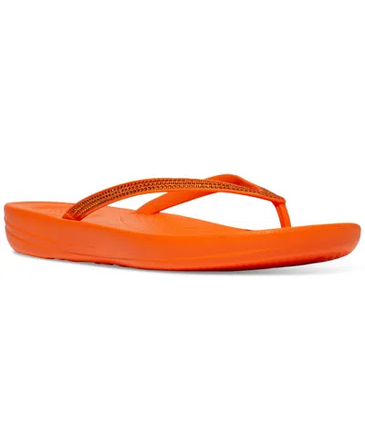 Fitflop Women's Iqushion Sparkle Flip-flop Sandal In Pop Orange