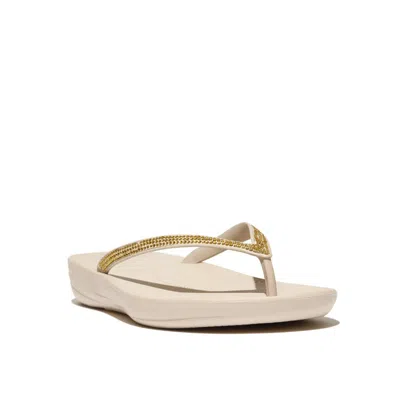 Fitflop Women's Iqushion Sparkle Flip-flop Sandal In Stone Beige