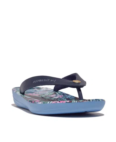 Fitflop Women's Iqushion X Jim Thompson Leather Flip-flops In Heritage Blue