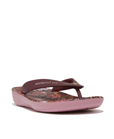 Fitflop Women's Iqushion X Jim Thompson Leather Flip-flops In Java Brown