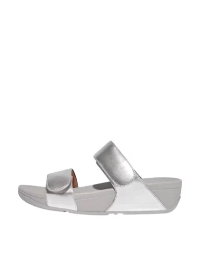Fitflop Women's Lulu Adjustable Leather Slides In Silver