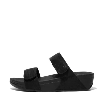 Fitflop Women's Lulu Adjustable Shimmerlux Slides In All Black