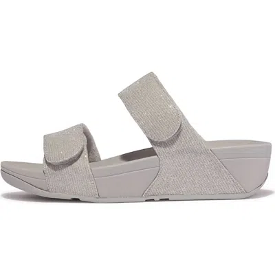 Fitflop Women's Lulu Adjustable Shimmerlux Slides In Silver In Gray