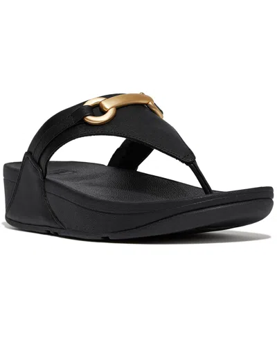 Fitflop Women's Lulu Chunky Snaffle Leather Toe-post Sandals In Black
