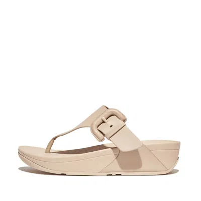 Fitflop Women's Lulu Covered-buckle Raw-edge Leather Toe-thongs Sandals In Stone Beige In Neutral