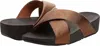 Fitflop Women's Lulu Cross Slide Sandals Leather Wedge Mule In Bronze In Gold